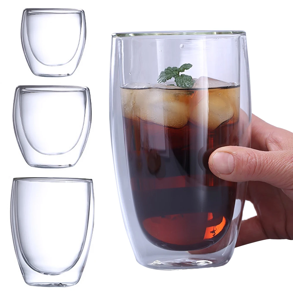 Креативная двухслойная стеклянная чашка в форме яйца утолщенная для кофе