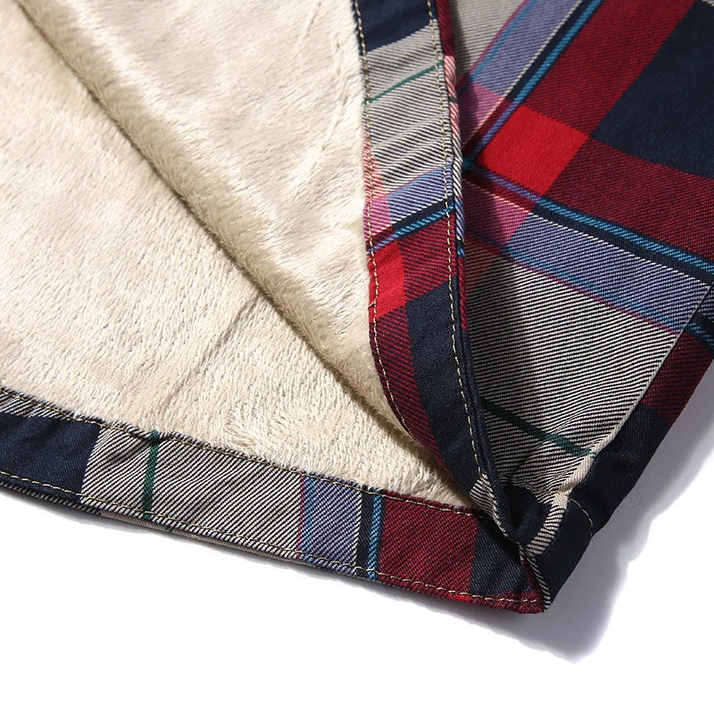 

Winter Warm Shirt Plus Velvet Thickening Fashion Print Plaid Shirt Long Sleeve Casual Fashion Men's Brand Shirt Dress Shirt