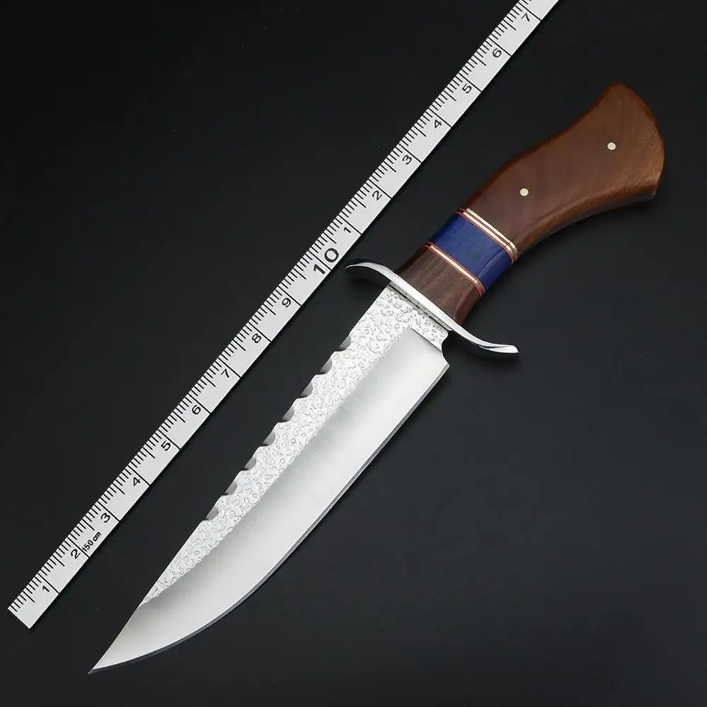 

Outdoor Survival Knife Fixed Blade Camping Hunting Knives Portable Tool Forged Handmade Knives Wooden Handle Straight Knife