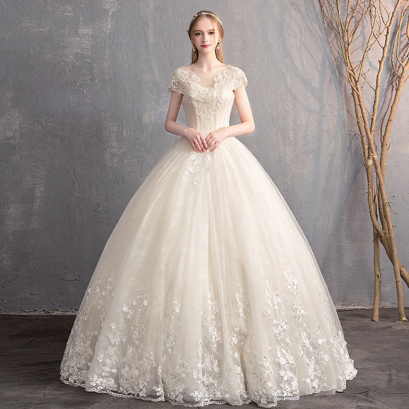 

Vestido De Noiva 2020 New Gryffon L;uxury Lace Wedding Gown Lace Up Ball Gown Princess Wedding Dresses Robe Vintage Mariage