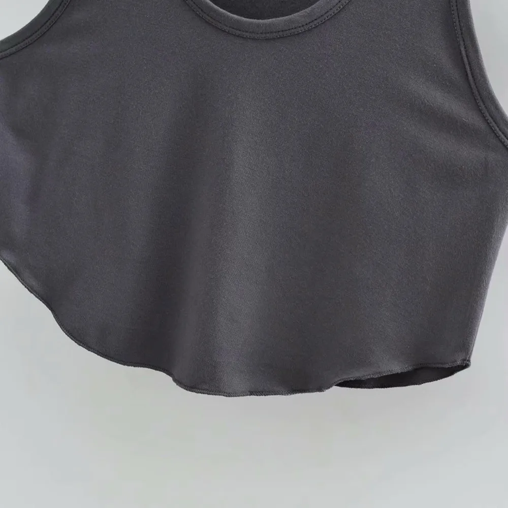 

2021 summer new fashion simple style pure color casual women's short vest T-shirt