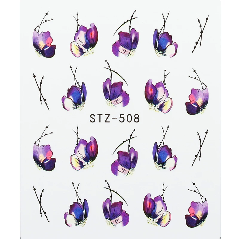 1 шт Цветочные слайдер Водные Наклейки Наклейка для ногтей переводная татуировка