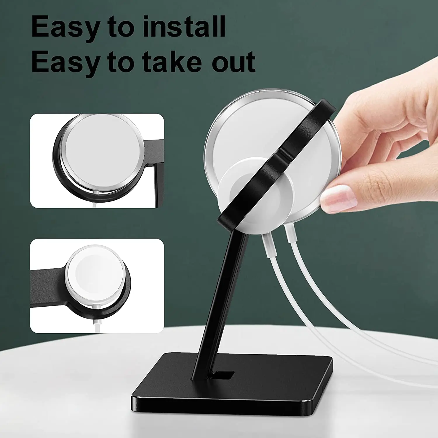 ewa 2 in 1 wireless charger stand aluminum alloy phone holder compatible with iphone1312pro maxmini and apple watch 3456 free global shipping