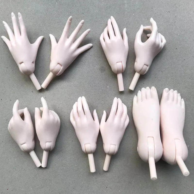 1/3 BJD Doll Replacements Hands Feet Big Doll Accessories White Skin Doll Parts 4 Style Hands Shape DIY Doll Dressing Parts