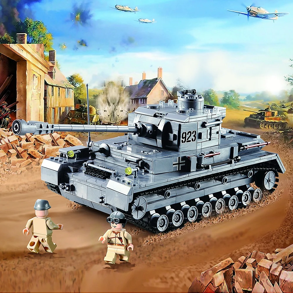 KAZI 1193 шт Строительные блоки Panzer IV F2 модель танка строительный блок игрушка