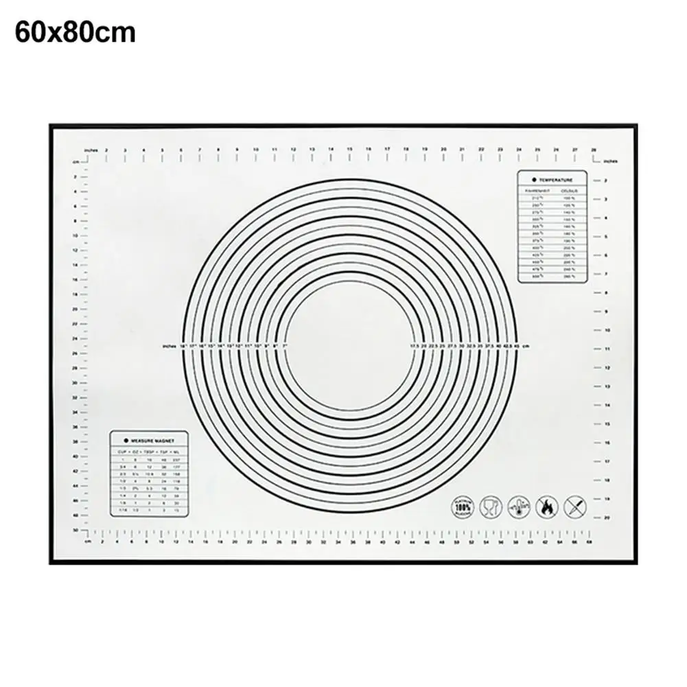 Силиконовый коврик для выпечки со шкалой раскатки теста замеса антипригарный