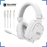 sades snowwolf headset gaming stereo wired white headphones with microphone for ps4 for xbox one for pc