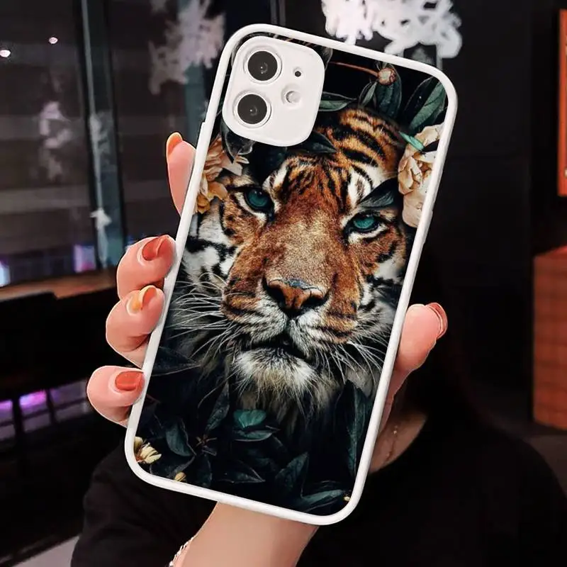 

Animal lion wolf cat tiger Phone Cases Matte Transparent for iPhone 7 8 11 12 s mini pro X XS XR MAX Plus cover funda
