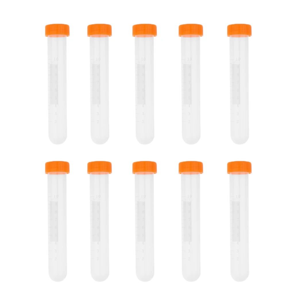 

10Pcs Plastic Graduated Cylinder Centrifuge Tube Laboratory Test W/ Lid