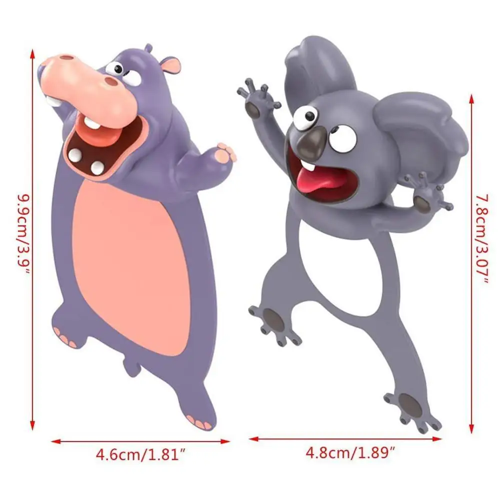 

Creative 3D Stereo Bookmark Cute Cartoon Animal Marker Pages Gifts Kids School Supplie Kawaii Bookmark Of Stationery Hippo S8G9
