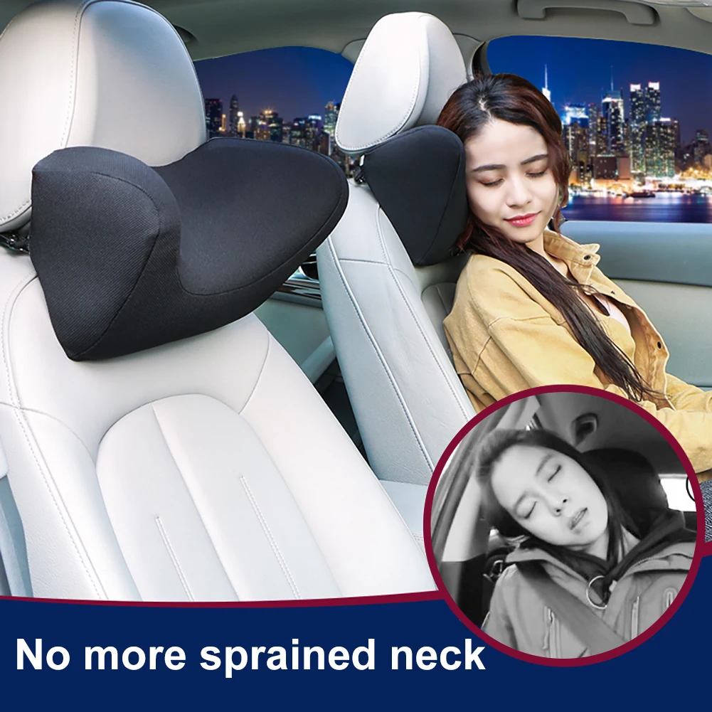 

New Car Headrest Neck Pillow Seat Chair Auto Memory Foam Cotton Mesh Cushion Fabric Cover Soft Head Rest Travel Office Support