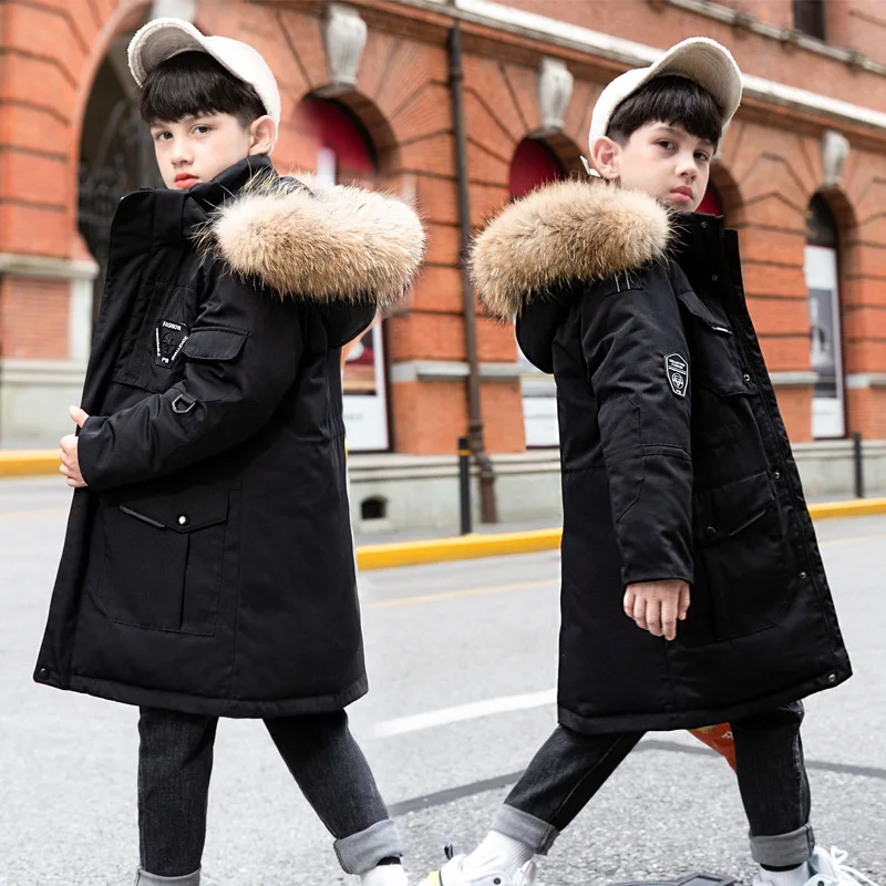 

2022 Fashion winter down jacket for boys girls kids clothes 5-16 Yrs children's clothing thicken outerwear parka faux fur coat