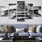 5 холщовых картин, HD принты, домашний декор, холст для гостиной, картины, 5 шт., гитара, настенное искусство, винтажные черные, белые музыкальные плакаты