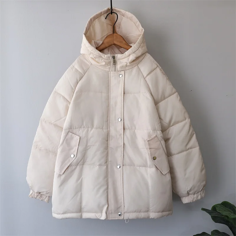 Women's Winter Thick Jackets 2021 Autumn Black Parka Long Sleeve Casual Oversized Purple Puffer Bubble Coat with Hooded