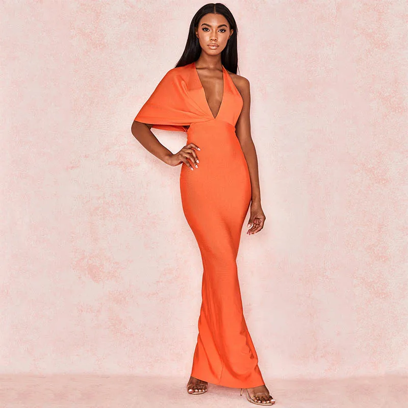 Летнее Бандажное платье для женщин с коротким рукавом и одним плечом глубоким v