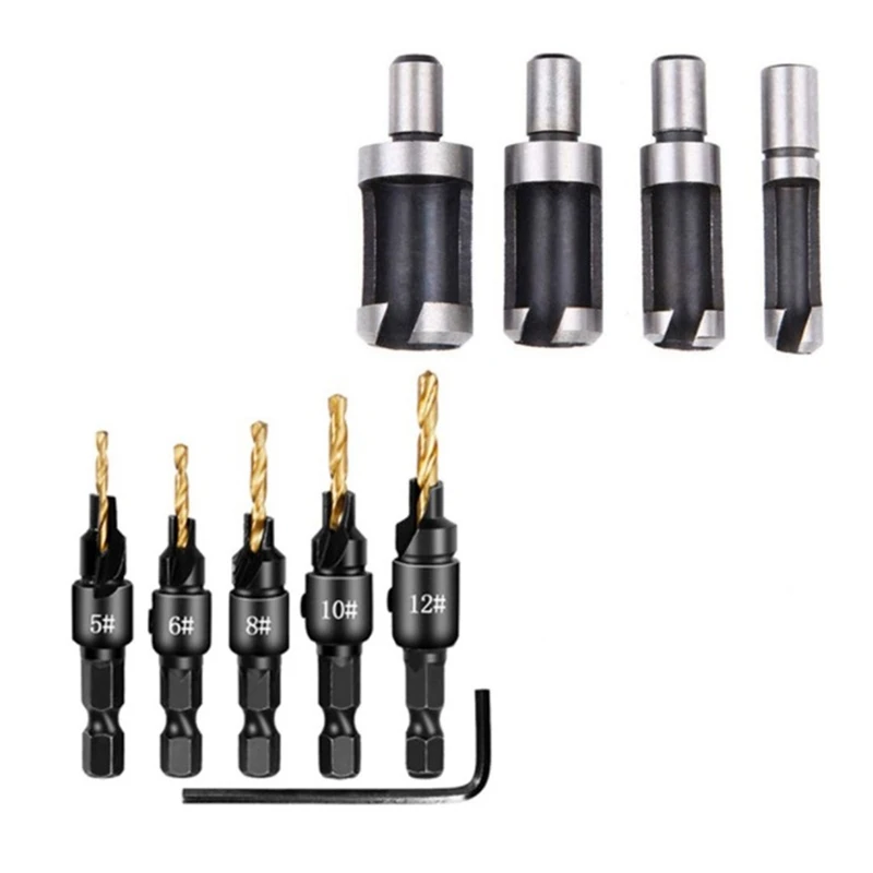 

14Pc Countersink Drill Bit Wood Plug Cutter Carpentry Woodworking Screw Drilling Pilot Holes for Screw