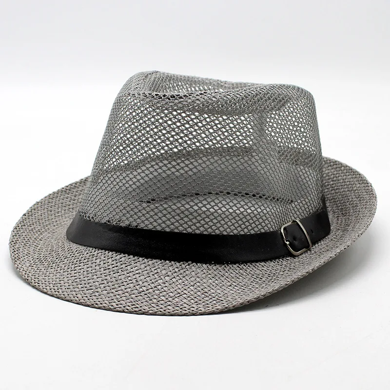 

Panama Summer Net Yarn Straw Hat Outdoor Sunshade Sunscreen Travel Beach Woven Top Hat Seaside British Jazz Cap Hollow Sun Hat