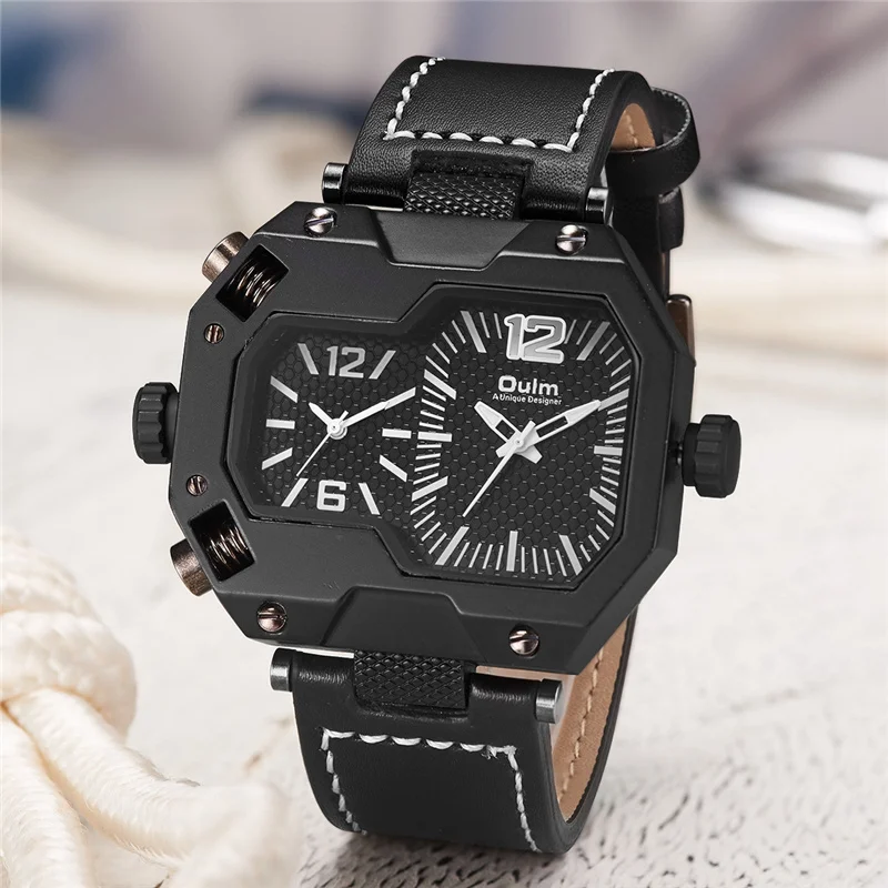 Часы Oulm Мужские модные уникальные часы с неравномерным циферблатом мужские