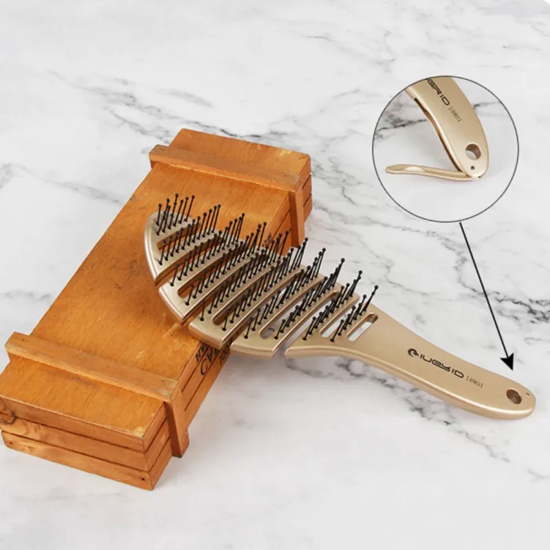 Расческа в форме дуги золотого цвета массажная Антистатическая расческа для