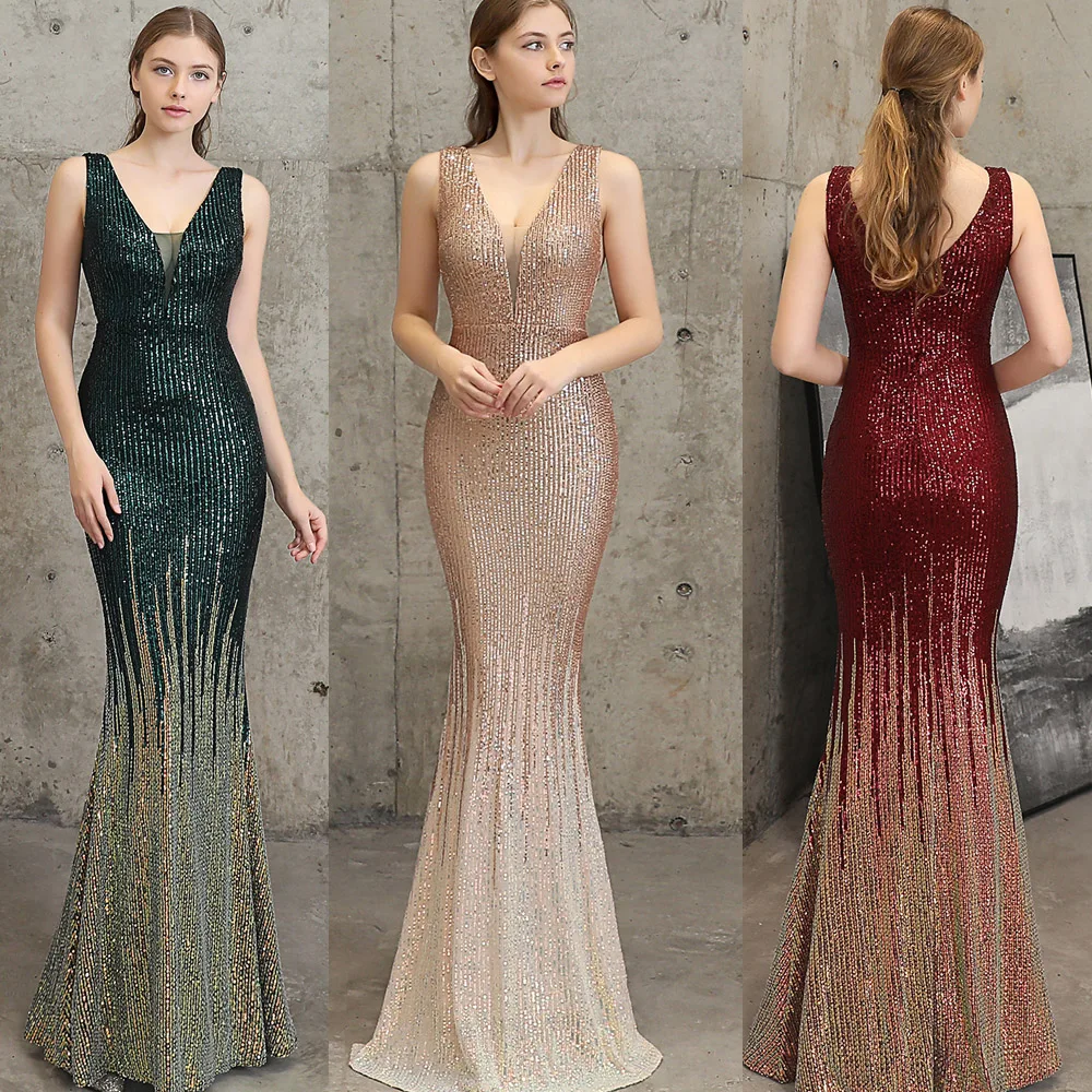 Сексуальное растягивающееся Длинное Макси платье с золотыми блестками вечерние