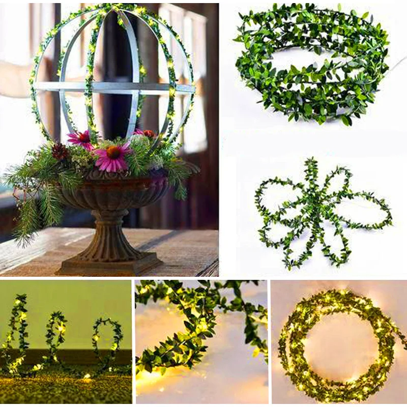 

Solar Power 2/3/5/10m Fake Creeper Green Leaf Ivy Vine LED String Light For Home Wedding Party Hanging Garland Artificial Flower