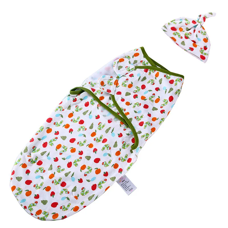 Strawberry Детское одеяло и шапочка конверт для Новорожденных Обертывание хлопок младенческий Пеленальный мешок детский конверт спальный мешок постельные принадлежности - Цвет: Strawberry