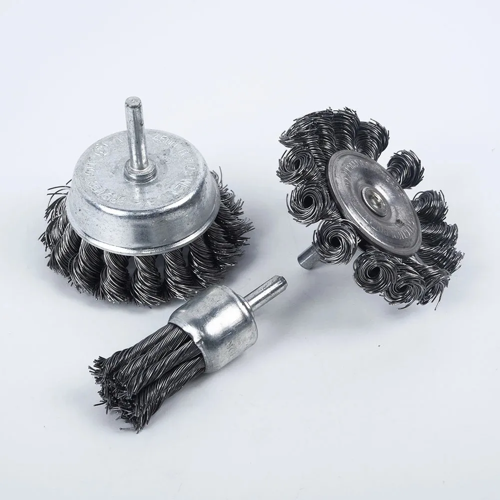 

6pcs Steel Joint Knot Flat Wire Brush Disk Rust Removal Polishing Rotary Tool Sanding Head Polishing Brush