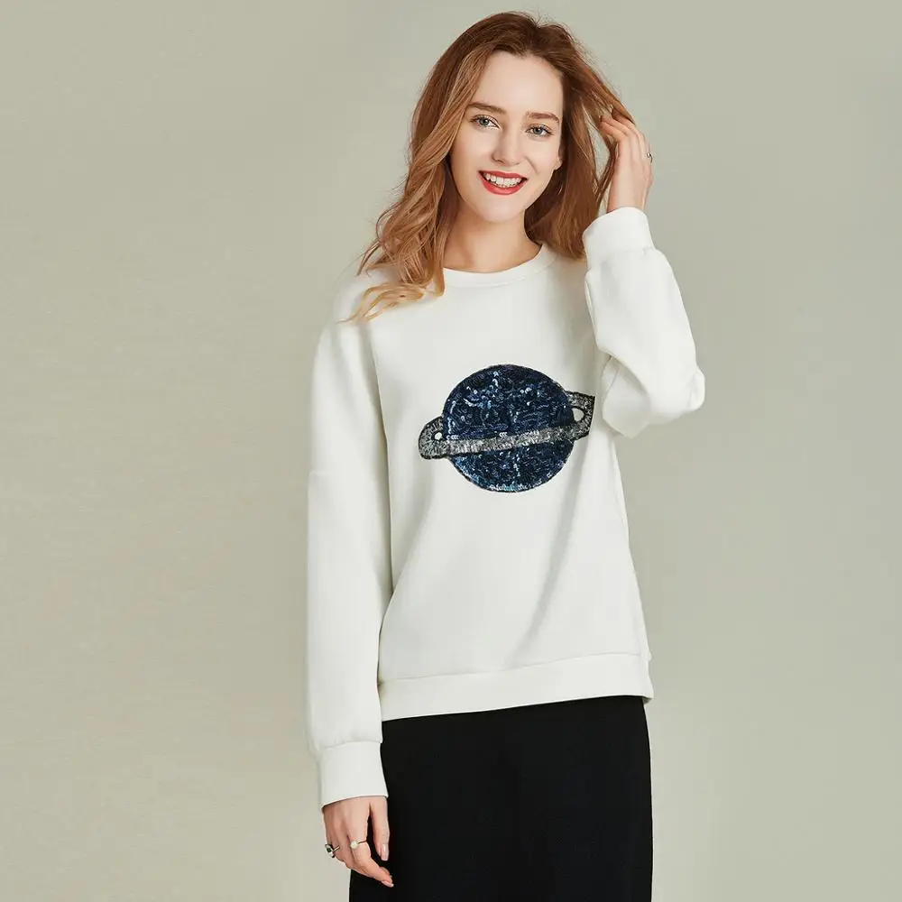 Хавва женский черный блестящий сшивной круглый вырез хлопок и полиэстер пуловер