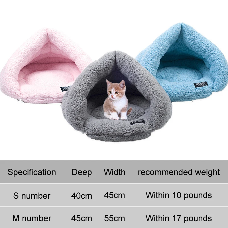 Winter Warm Pets Mat3 Colors Soft Fleece Thicken Nest Pet Cat Small Dogs Puppy Kennel Bed Kitten Cave Sleeping Bag Puppy House