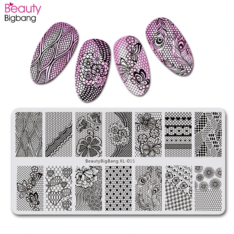 BeautyBigBang ногтей штамповки пластины прямоугольник Летний цветок геометрии дизайн ногтей шаблон формы изображения пластины трафареты BBB XL-005