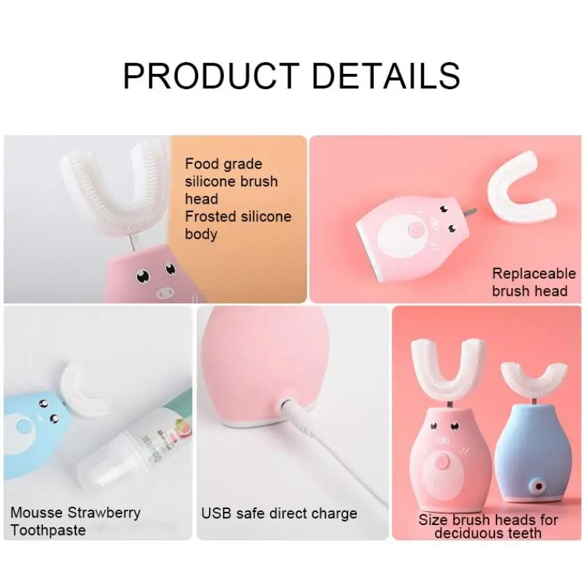 

3Q baby children's smart sound wave automatic U-shaped electric teeth brush gift baby supplies