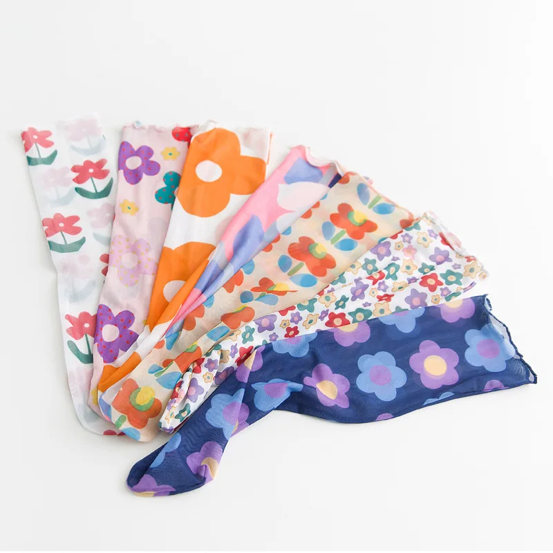 

Women Flowe Socks Summer Girl Fashion Color Print Flowers Long Thin Socks Woman Breathable Cute Socks