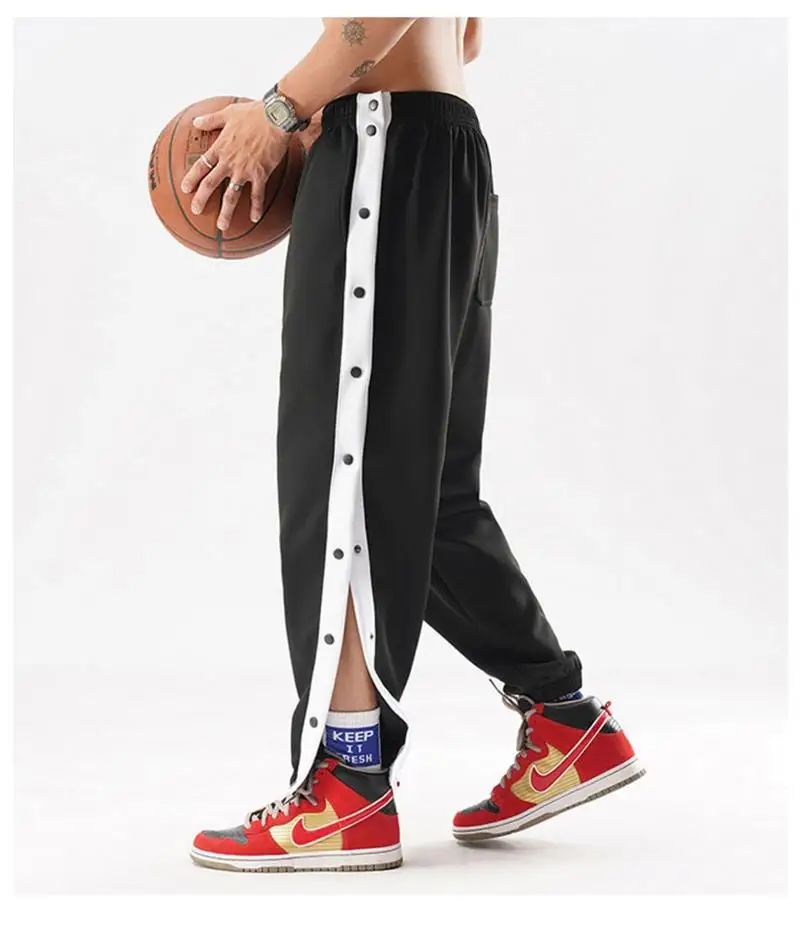 

Sports button-down trousers men's summer thin fashion brand sweatpants training seconds to take off basketball pants