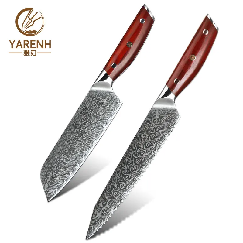 KTF - MR - 2P Yarenh набор ножей 5 шт.- японские ножи кухонные из 67 слой vg10 дамасская сталь- острый нож дамаск высокого качества - Цвет: KTF - MR - 2P