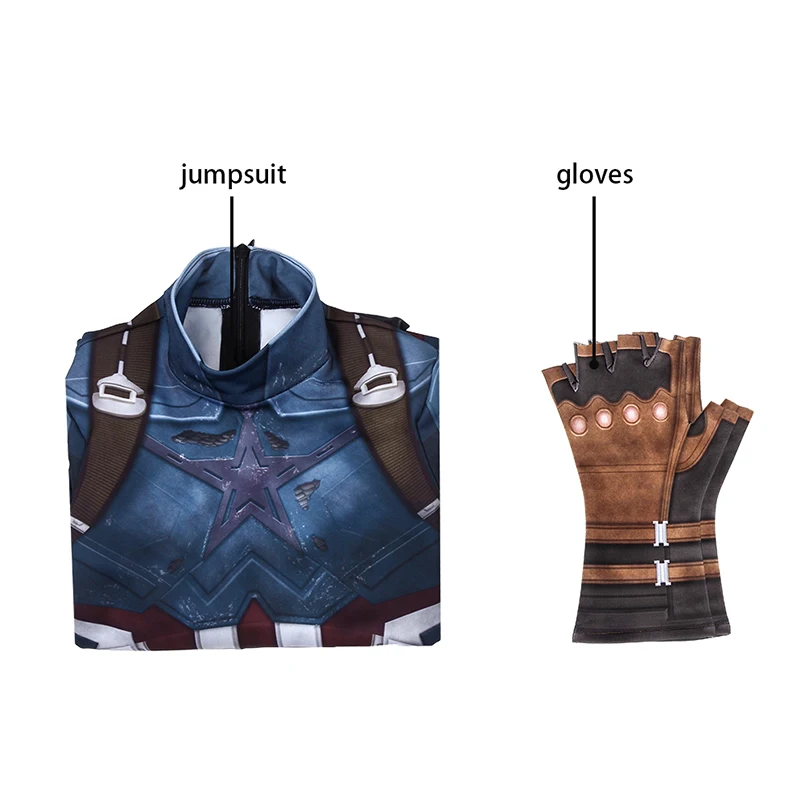 

Kids Superheroes Infinity War Captain Steven Rogers Jumpsuit Cosplay Costume For Children Halloween Masquerade Party Bodysuit