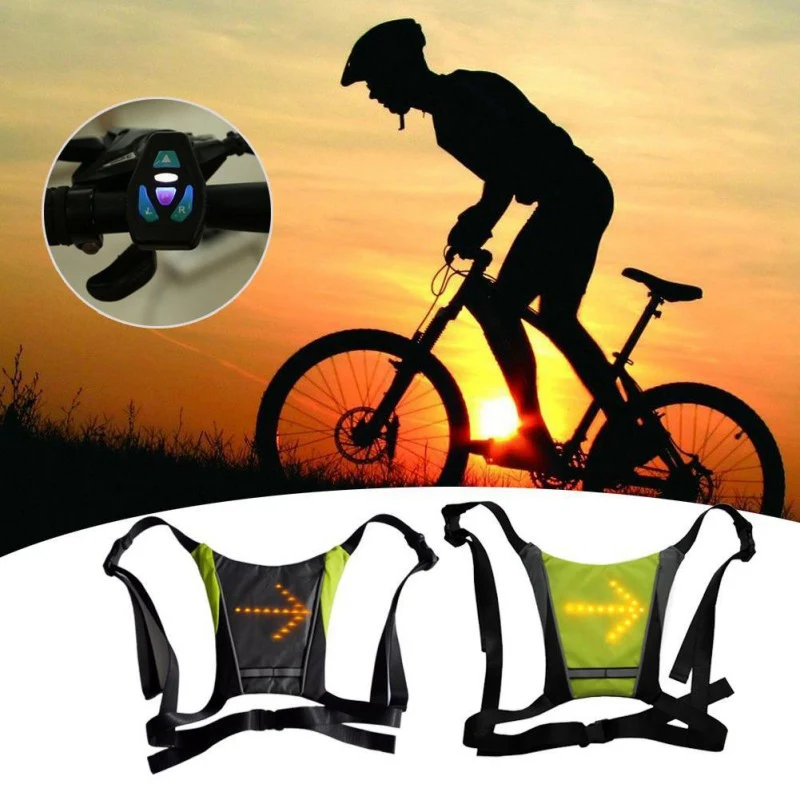 

2020 New Cycling Vest LED Wireless MTB Bike Safety Turn Signal Light Vest Bicycle Reflective Warning Vests with Remo