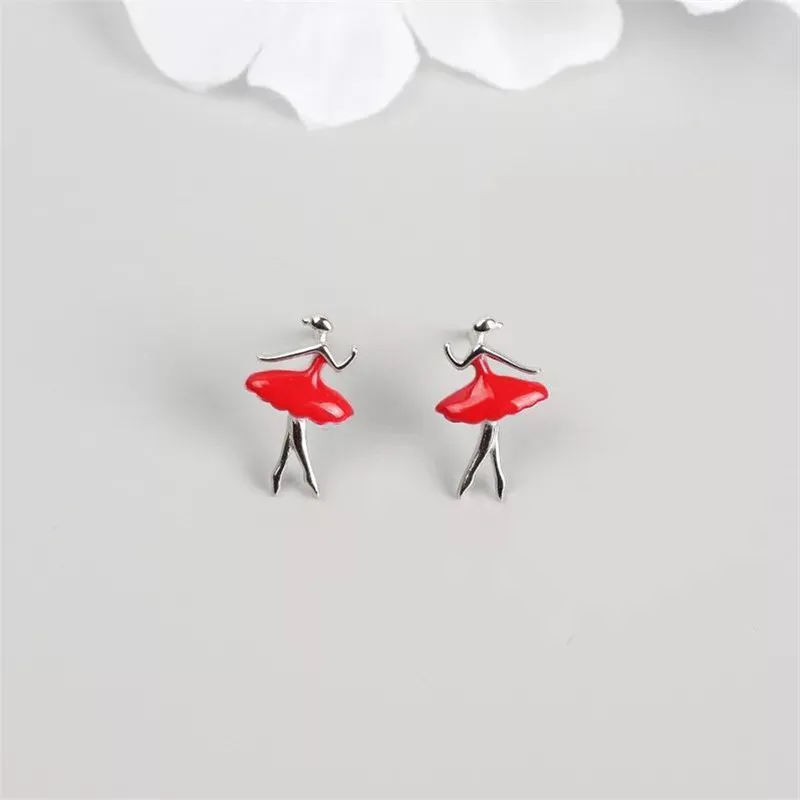 Женские Балетные Серьги пусеты POFUNUO из стерлингового серебра 925 пробы с