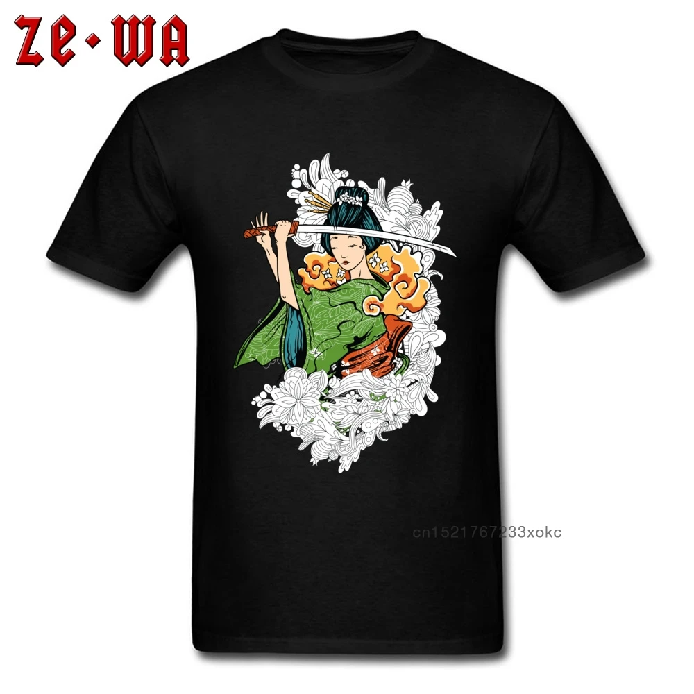 Япония Гейша футболка Чистый хлопок для мужчин фитнес черная лето купоны