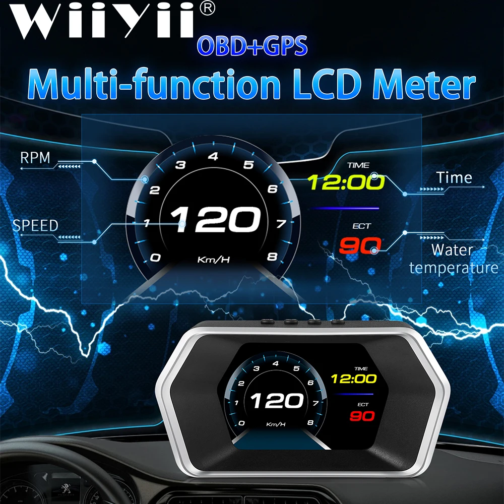 

Factory Price P17 HUD OBD2 Head Up Display Car GPS Gauge Navigation Digital Speedometer Projector Turbo Oil Temp Car Computer
