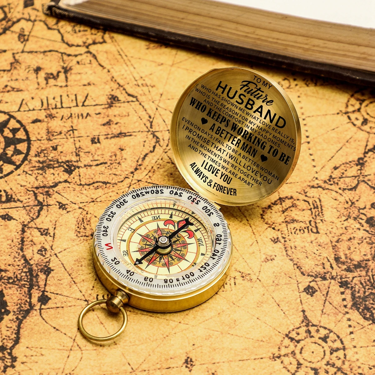 

To My Future Husband Customized Engrave Compass Personalized Christmas Gifts Navigator Functional Compass