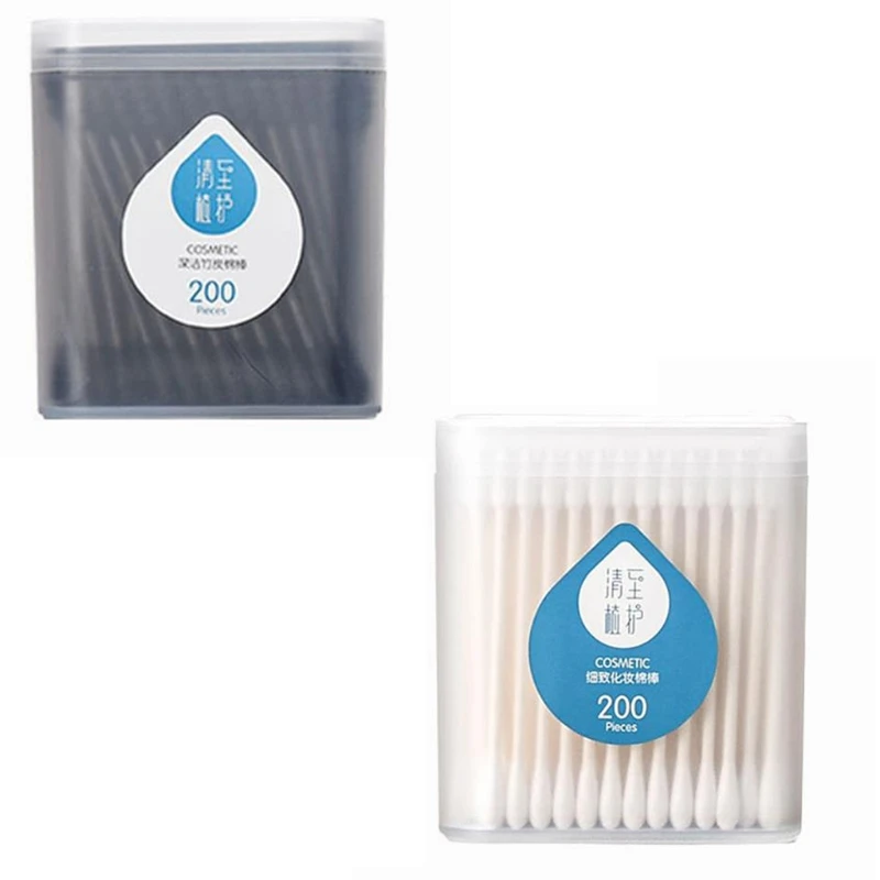 

200Pcs Double Tipped Cotton Cleaning Swabs with Wooden Handle Cotton Buds Applicator Ear Wax Removal Dust Dirt Cleaning Sticks