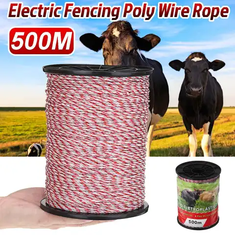 500 м рулон трос для электрического ограждения красный белый полипроволока со стальным поли веревкой для лошади ограждение для животных Уль...