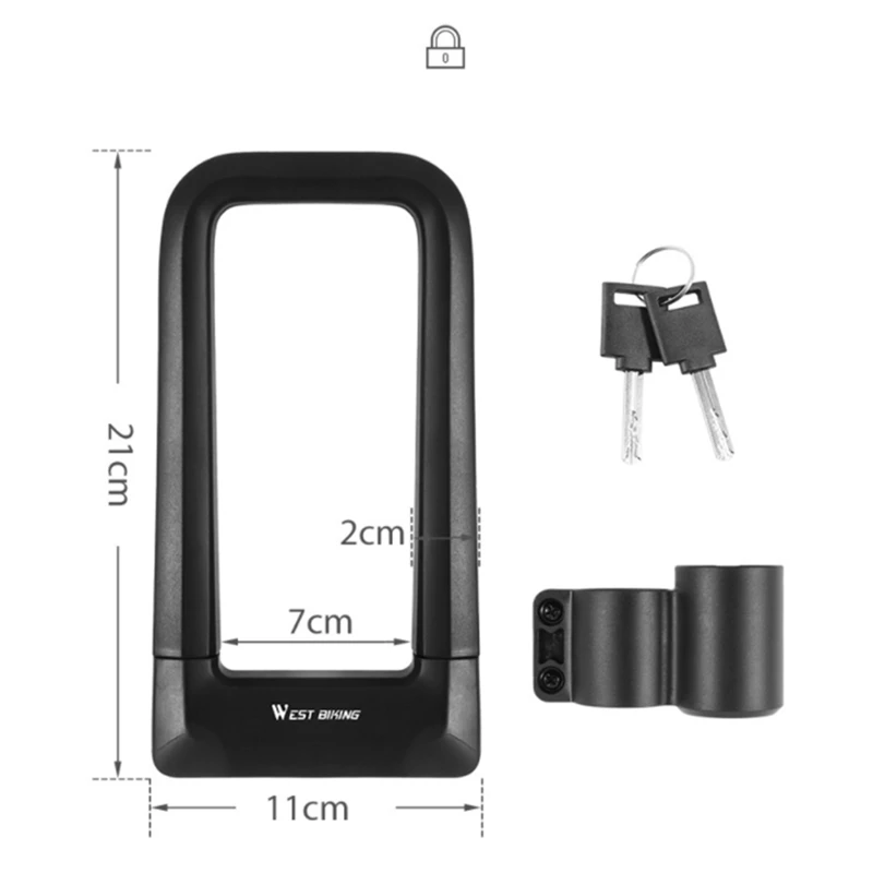 

New WEST BIKING Bicycle Lock,Bike U Lock,Silicon+Zinc Alloy U-Lock for Bike, Bicycle, Motorcycle and Scooter (Black)