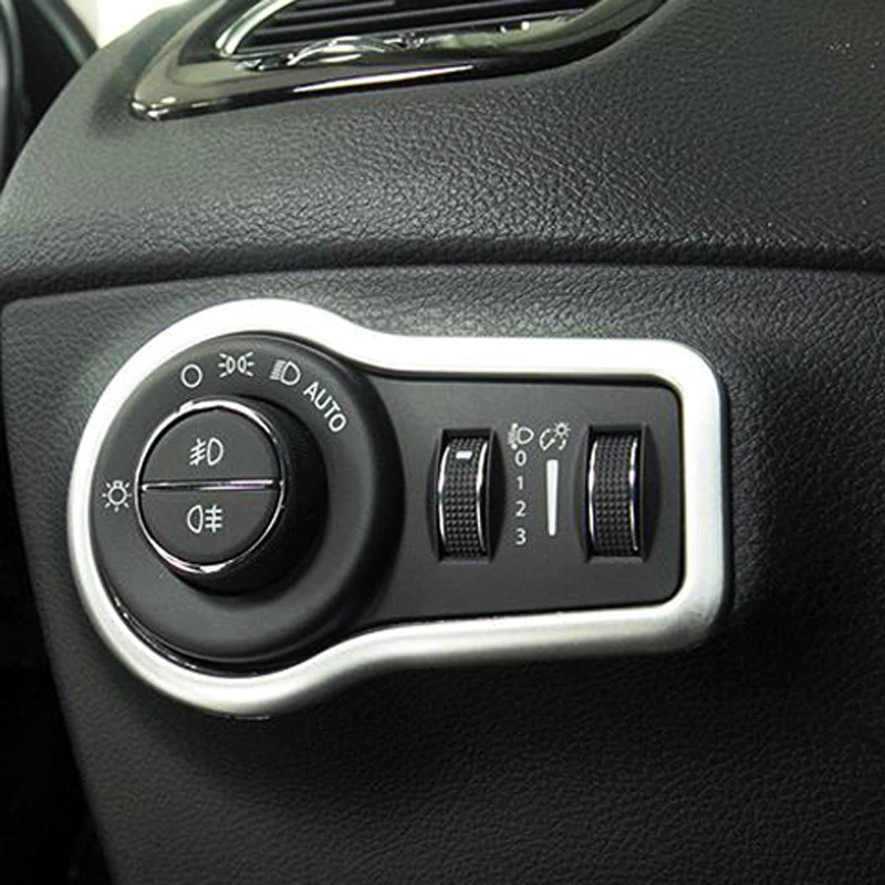

For Jeep Compass 2017-2021 Silver Interior Headlight Switch Button Knob Controller Panel Frame Cover Trim Car styling