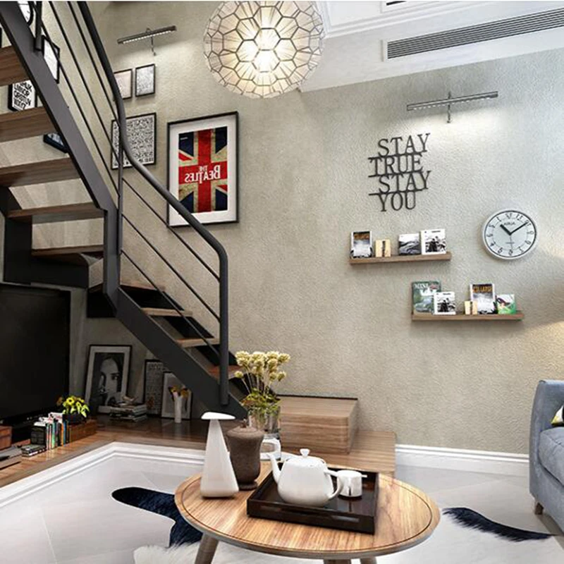 Темно-серая винтажная виниловая бетонная настенная бумага Ретро простая