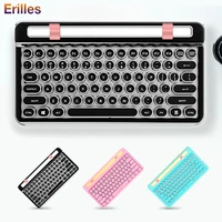 Punk USB Bluetooth-compatible Keyboard Phone Tablet Laptop Wirless Keyboards for iPad Real Mechanical Keyboard Keys Portable