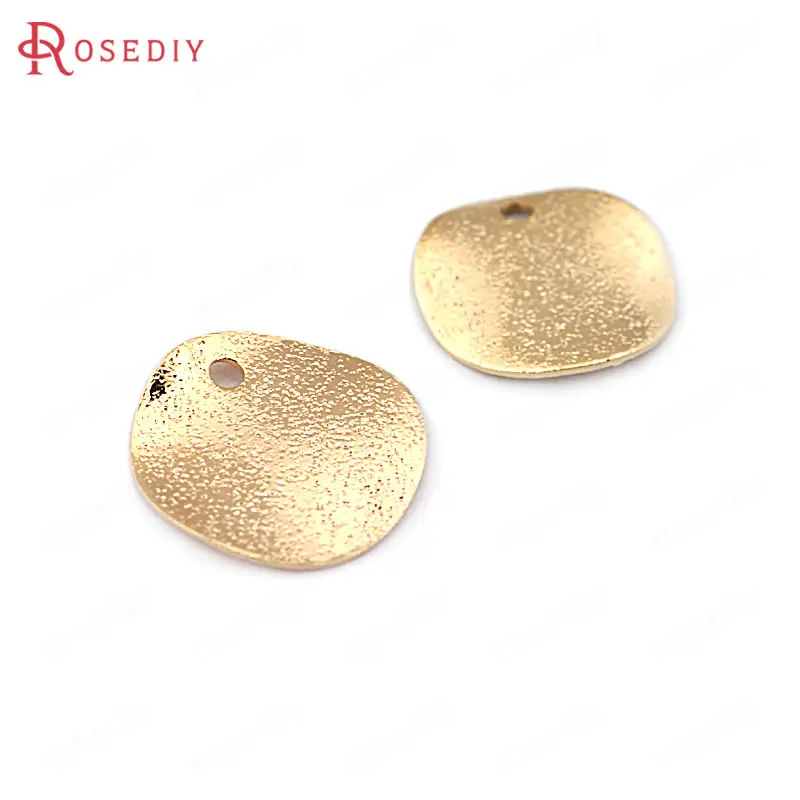 (F434) 20 штук 12 мм 24K золото цвет латунь матовая волна круглые чармы-диски Высокое