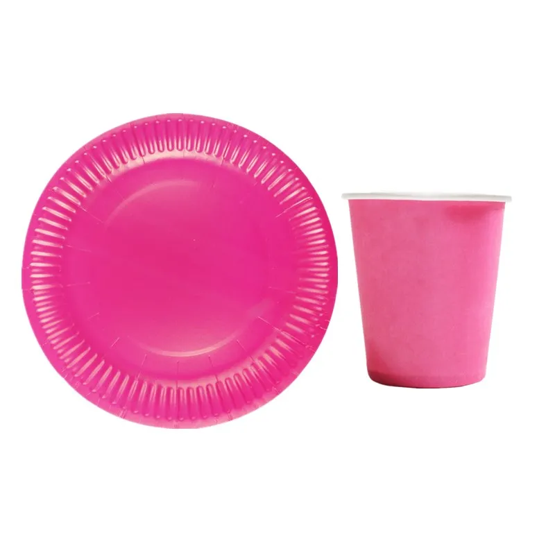 

20pcs/set Birthday Wedding Decorations Rose Red Disposable Tableware Cups Plates Paper Straws Party Supplies Baby Shower Favors