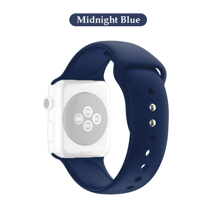 Midnight Blue Силиконовый сменный спортивный ремешок 38 мм 40 мм для Apple Watch Series 1 2 3 4 42 мм 44 мм ремешок на запястье для iWatch Sport Edition - Цвет: Midnight Blue