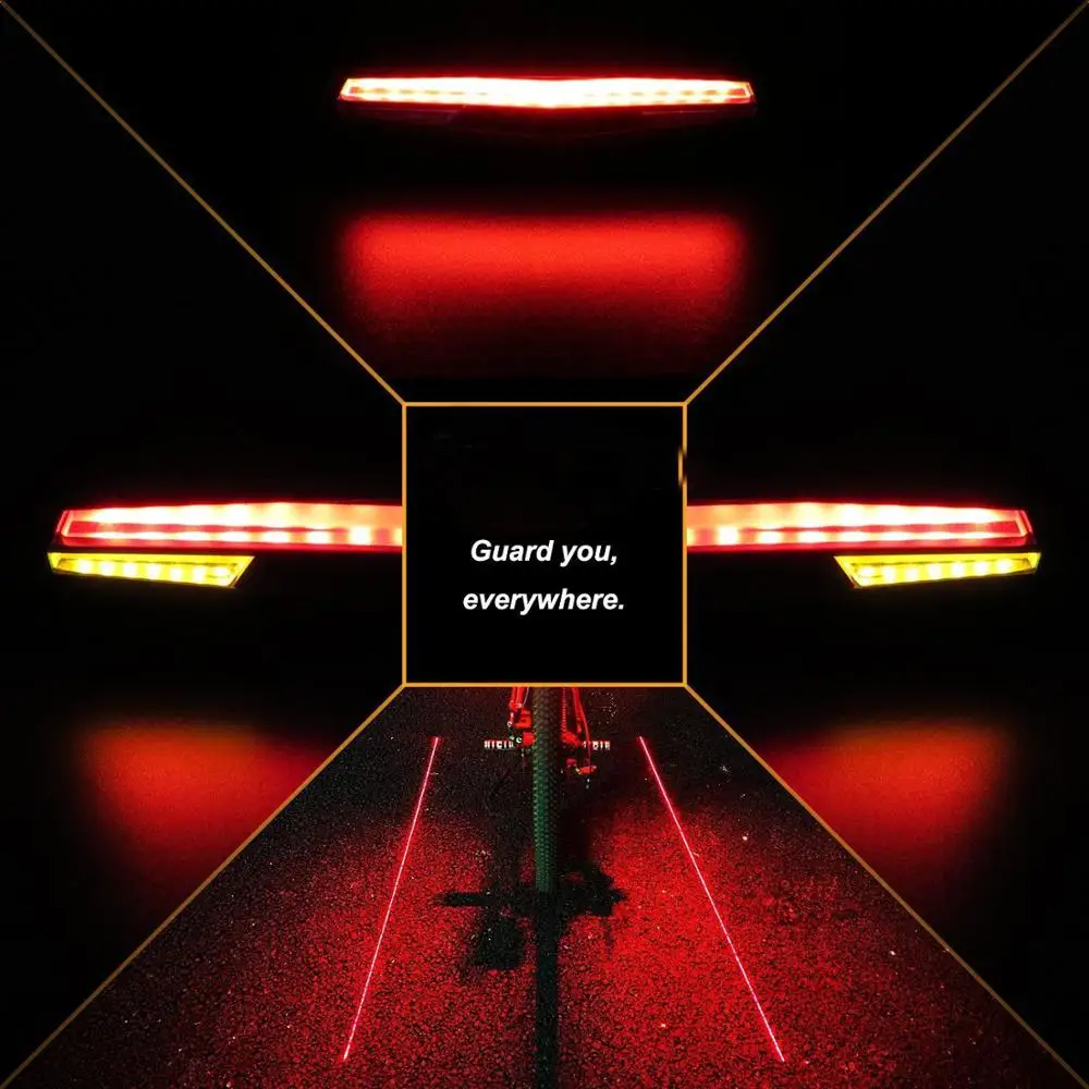 Фонарь задний велосипедсветодиодный с зарядкой от USB и светодиодПредупреждение